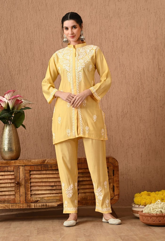 Roman Silk Chikankari Cord Set