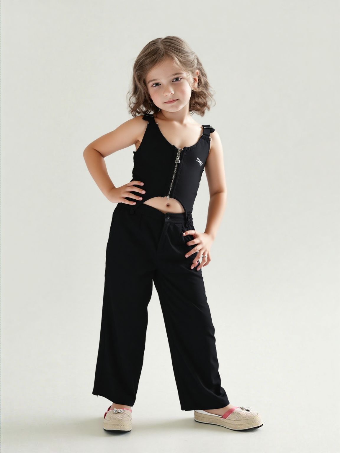 Girls Imported Jumpsuit [GT-4559] (2-8Years)-3-4Y (Size - 22) / Imported / Black
