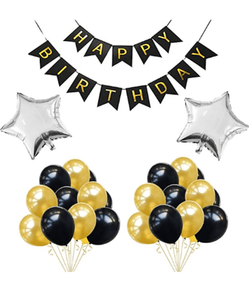 Jolly Party    Black Gold Birthday Party Decoration – Combo Pack of 33
