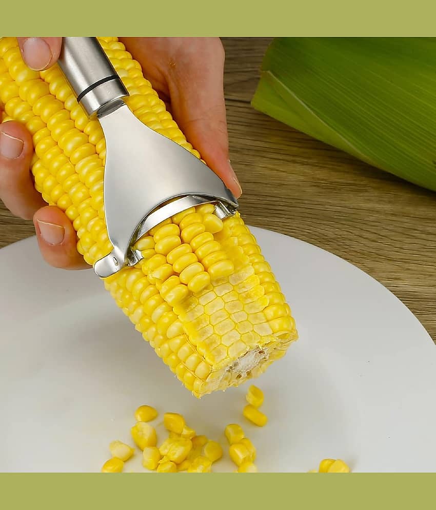 VillWin Stainless Steel Corn Peeler – Heavy Duty Cob Stripper Tool for Kitchen, Removes Kernels in Seconds, Sharp Serrated Blade, Comfortable Grip