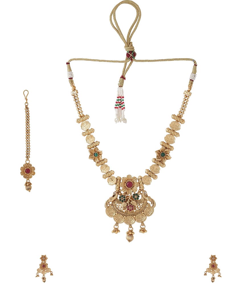 VIRAASI - Gold Brass Necklace Set ( Pack of 1 )