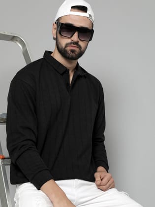 Brooklyn Black Solid Polo T-Shirt-S / Black