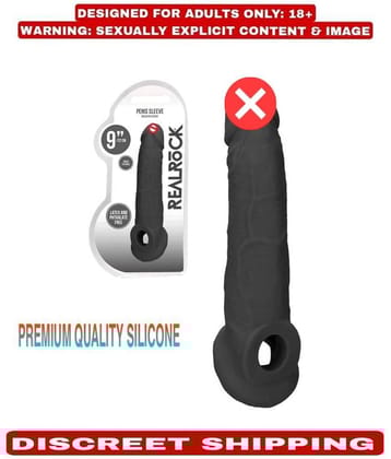 SEX TANTRA - 8 inch Double Hole Jumbo Penis Sleeve With 2 Inch Length Extension And 1cm Girth Increase