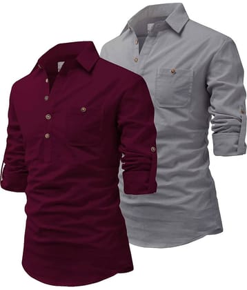 Vida Loca Ercu Cotton Blend Men's Shirt Style Kurta ( Pack of 2 )