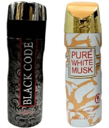 ST LOUIS BLACKCODE , PURE WHITE MUSK DEODORANT , 200 ML EACH , PACK OF 2