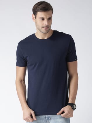 Men Half sleeve Solid Tshirt-S / Navy
