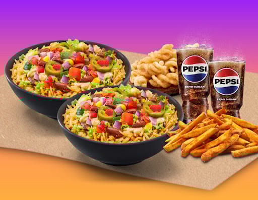 2 Value Rice Bowl Non Veg+1 Small Fries+1 Cinnamon Twists+2 Pepsi Zero