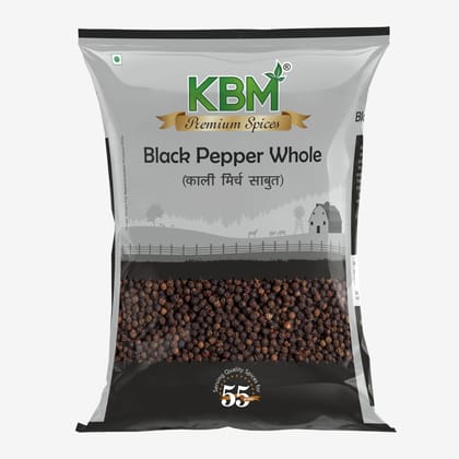 KBM Premium Spices Black Pepper Whole, 200 gm Pouch