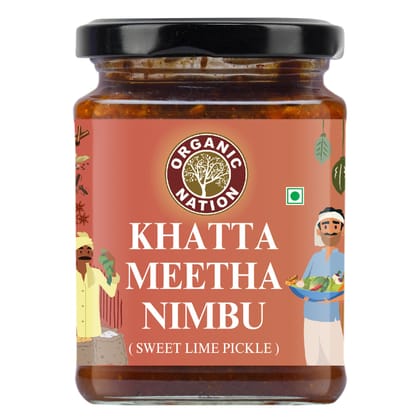 Organic Nation Sweet Lemon Pickle - Khatta Meetha Nimbu | Homestyle Taste | Traditional Indian Style | No Preservatives | Metha Nimbu Achar | 300g Organic Nation Sweet Lemon Pickle - Khatta Meetha Nimbu | Homestyle Taste | Traditional Indian Style | No Preservatives | Metha Nimbu Achar | 300g