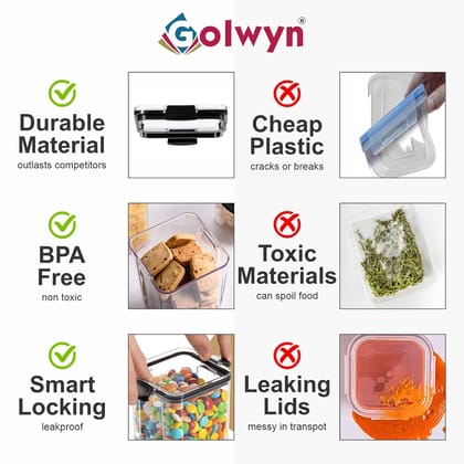 Air Tight Containers for Kitchen Storage Set, Kitchen Storage Set, Kitchen Organizer and Kitchen Accessories Items and Containers for Storage (1100 ML Set of 4) (Plastic)