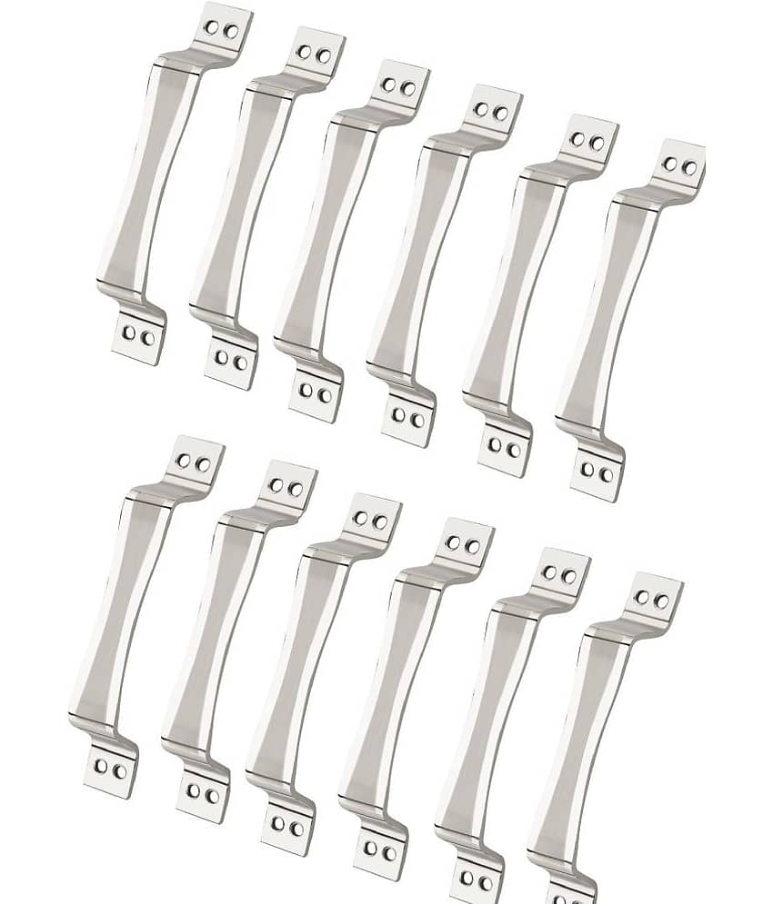 ONMAX Stainless Steel 6 Inches Handle for Home & Kitchen Doors/Cabinet/Window C-Cut type Pack of 12 (6 Inch, Satin Silver) DHSS06C-CUT