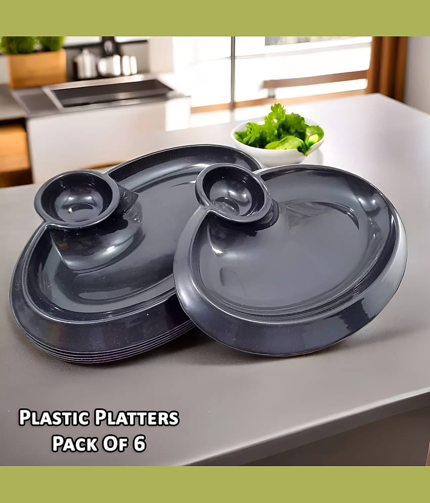 Inpro 6 Pcs Plastic Black Platter