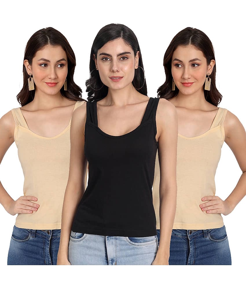 AIMLY Cotton Camisoles - Black Pack of 3