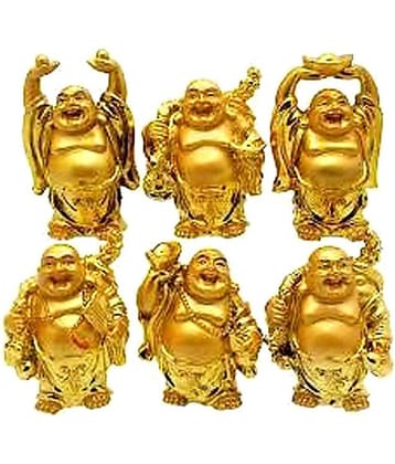 Isteel Golden Set Of Laughing Buddha (6 Pcs)