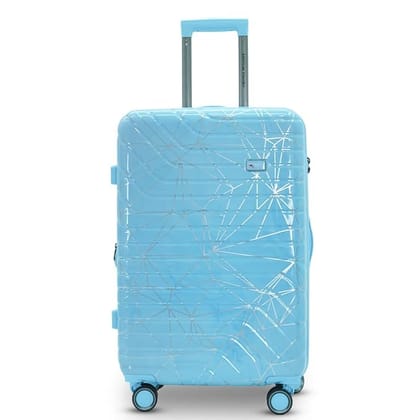 AMERICAN TRAVELLER Spider Trolley Bags Set of 3  Large Polycarbonate | Hardshell Lightweight Expandable Travel Luggage Suitcase | 8 Metallic | 360 Rotatable Wheels | TSA Type Lock (28, Light Blue)