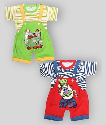 Babeezworld Pack of 2 Baby Boys Cotton Dungarees ( Multi Color )