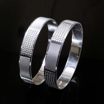 Indian Real Sterling Silver Women Bangles Bracelet (Kangan) Pair-5.4 CM (2.12 Inch) 2.2