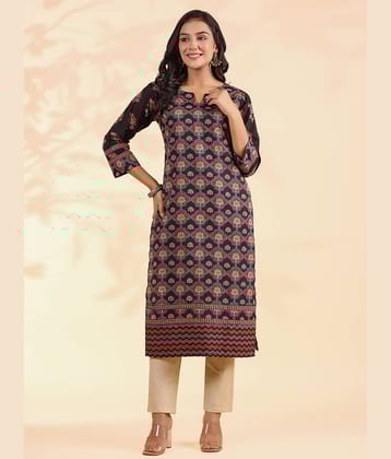 Vbuyz Cotton Printed Straight Women's Kurti - Black ( Pack of 1 )
