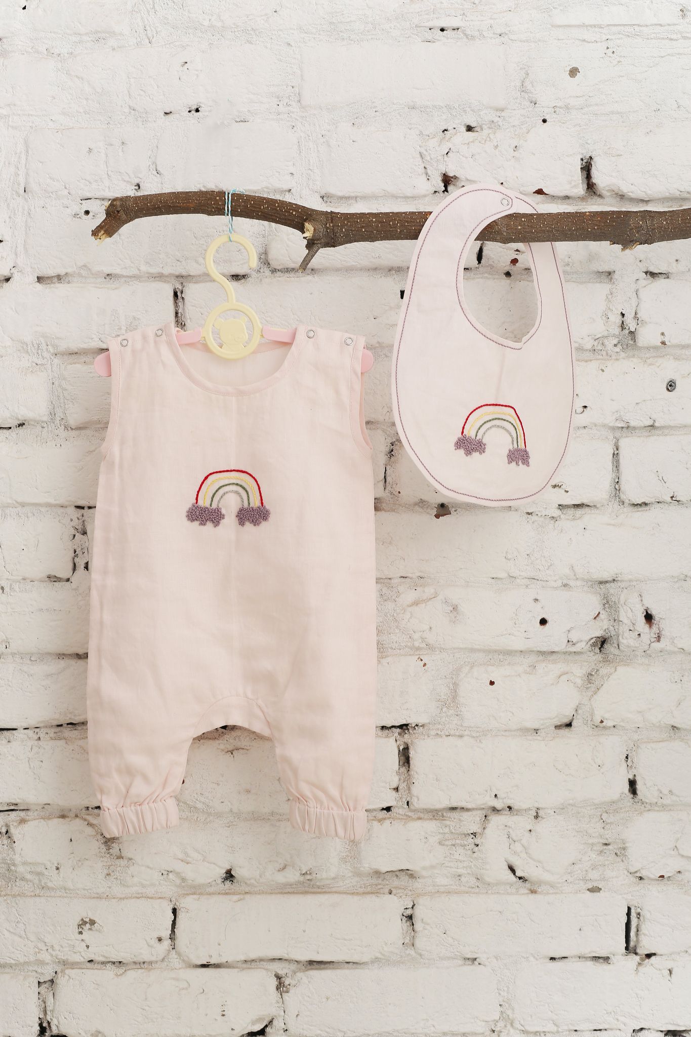 Rainbow Embroided Sleeveless Romper