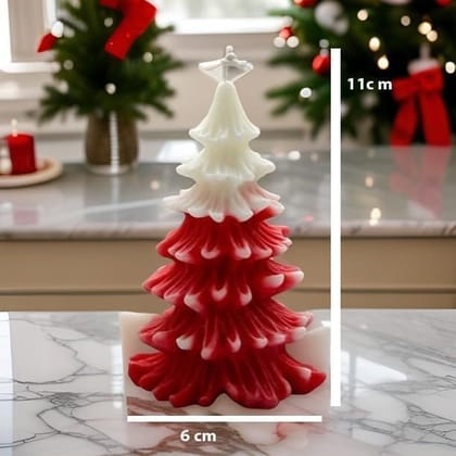 SS Enterprise Organic Soy Wax Christmas Tree Pillar Candles for Decor, Scented Aromatic Fragrance Candles, Smoke-Free, Xmas Decoration Accessories, (Pack of 3)