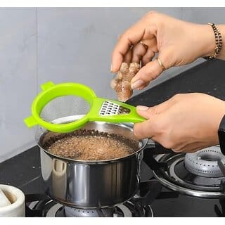 (Pack of 1) 2 in 1 Plastic Tea Strainer Durable Fine-Mesh Design for Smooth & Flavorful Tea Brewing (Assorted Color)