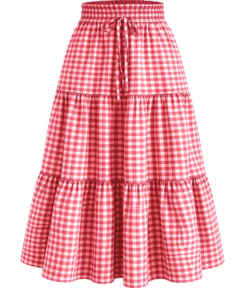 Aahwan Red Polyester Women's Straight Skirts ( Pack of 1 )
