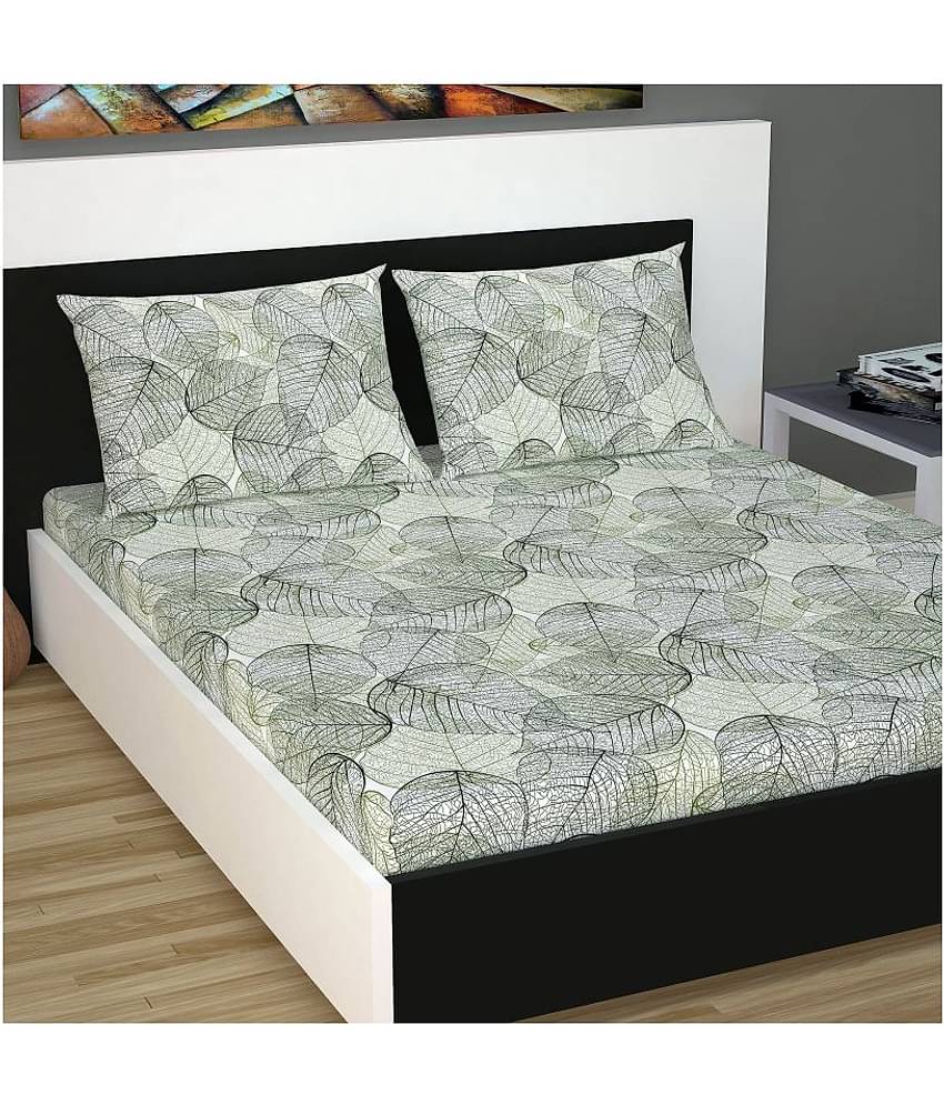 DIVINE CASA Cotton King Bedsheet ( Green )