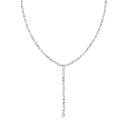 TASSEL TENNIS NECKLACE - WHITE GOLD-PLATED