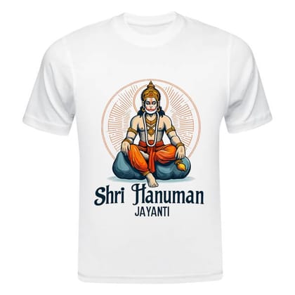 TERA MERA GIFT, Shri Hanuman Jayanti Graphic T-Shirt, White Polyster, Religious Festival Design AA9