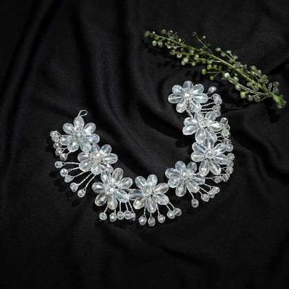 Silver-Plated Crystal Studded Tiara