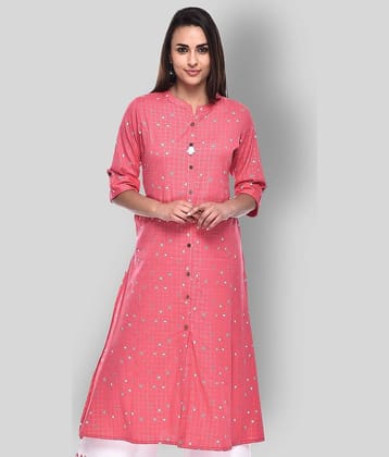 Pistaa - Pink Cotton Women's Front Slit Kurti