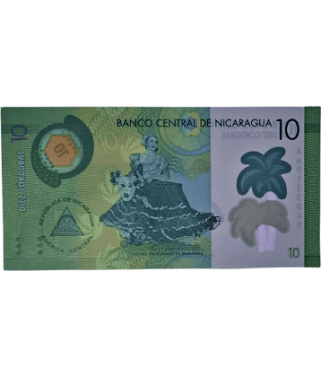 RARE NICARAGUA 10 CARDOBAS POLYMER NOTE IN TOP UNC GRADE
