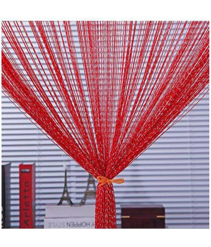 YUTIRITI - Red Pack of 2 Polyester Door Curtain (3 ft X 7 ft)