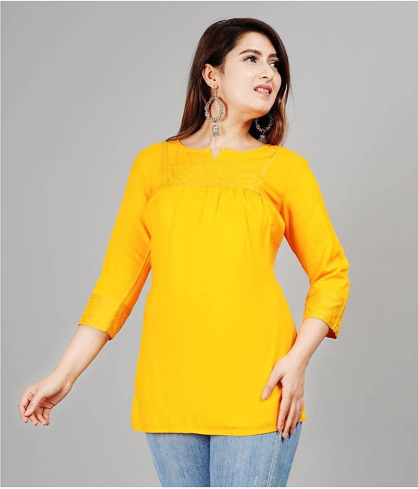Aurelisa Women's Rayon Tunic ( Yellow )