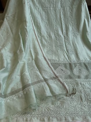 Chanderi Chikankari Length with Dupatta - Sage Green-Sage Green / Chanderi / Heavy Work