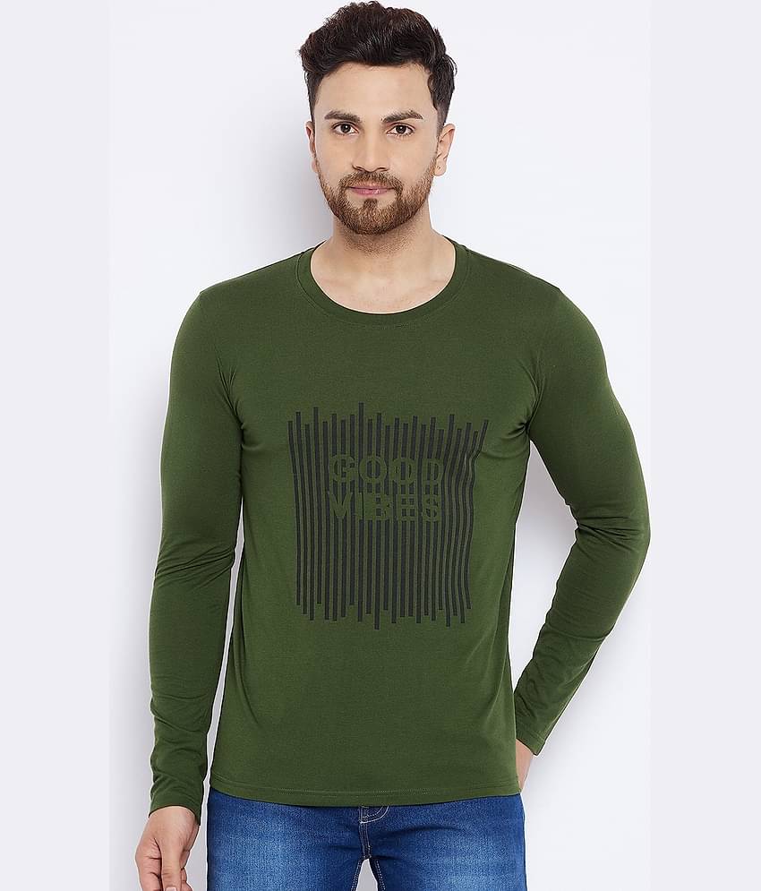 The Million Club Pack of 1 Cotton Blend Regular Fit Men's T-Shirt ( Olive )