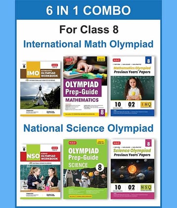 MTG Class-8 (Mathematics & Science) IMO-NSO Olympiad Workbook, Prep-Guide & Previous Years Papers (PYQs) with Mock Test Paper - SOF Olympiad Books For 2024-25 Exam (Set of 6 Books)