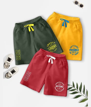 CODEZ Pack of 3 Cotton Blend Shorts For Boys ( Multicolor )