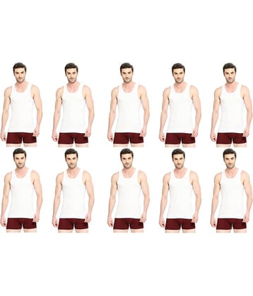 INNERO Pack of 10 Cotton Basic Vest For Men ( White )