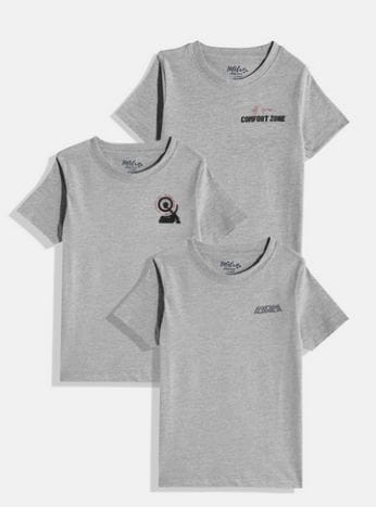 Boys Grey Pack of 3 Printed T-shirt