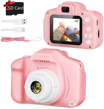 CADDLE & TOES Video Digital Camera for 4+ to 15 Years Old Kids Boys/Girls, Kids Digital Camera, Digital Video Camera, Christmas Birthday Gift for Boys Age 4+ 5 6 7 8 9 (Neon Pink with SD Card) CADDLE & TOES Video Digital Camera for 4+ to 15 Years Old Kid