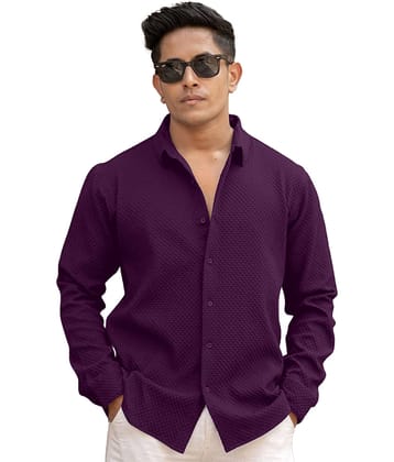 color bucket Cotton Blend Regular Fit Popcorn Textured Full Sleeves Men's Casual Shirt - Purple ( Pack of 1 )