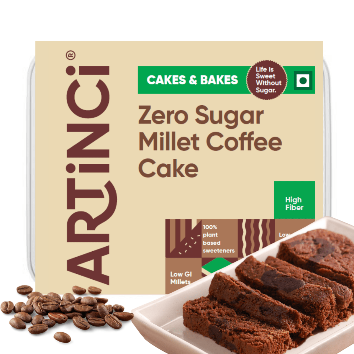 Eggless Millet Coffee Cake - Low Carb, Sugar Free, Diabetic Friendly-150g (3 servings)