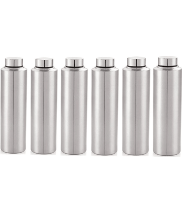 Visaxmi Stainless Steel 1 Liter Water Bottle Silver Fridge Water Bottle 1000 mL ( Set of 6 )