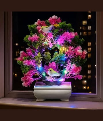 Modo® Artificial Tree with Light & Sparrow - 'Living Room' Dining Table Decor |Home,Office Party Decor |Speacial Ocassion Indoor Decor | Festival Theme Decorative Gift for Couple & DIWALI