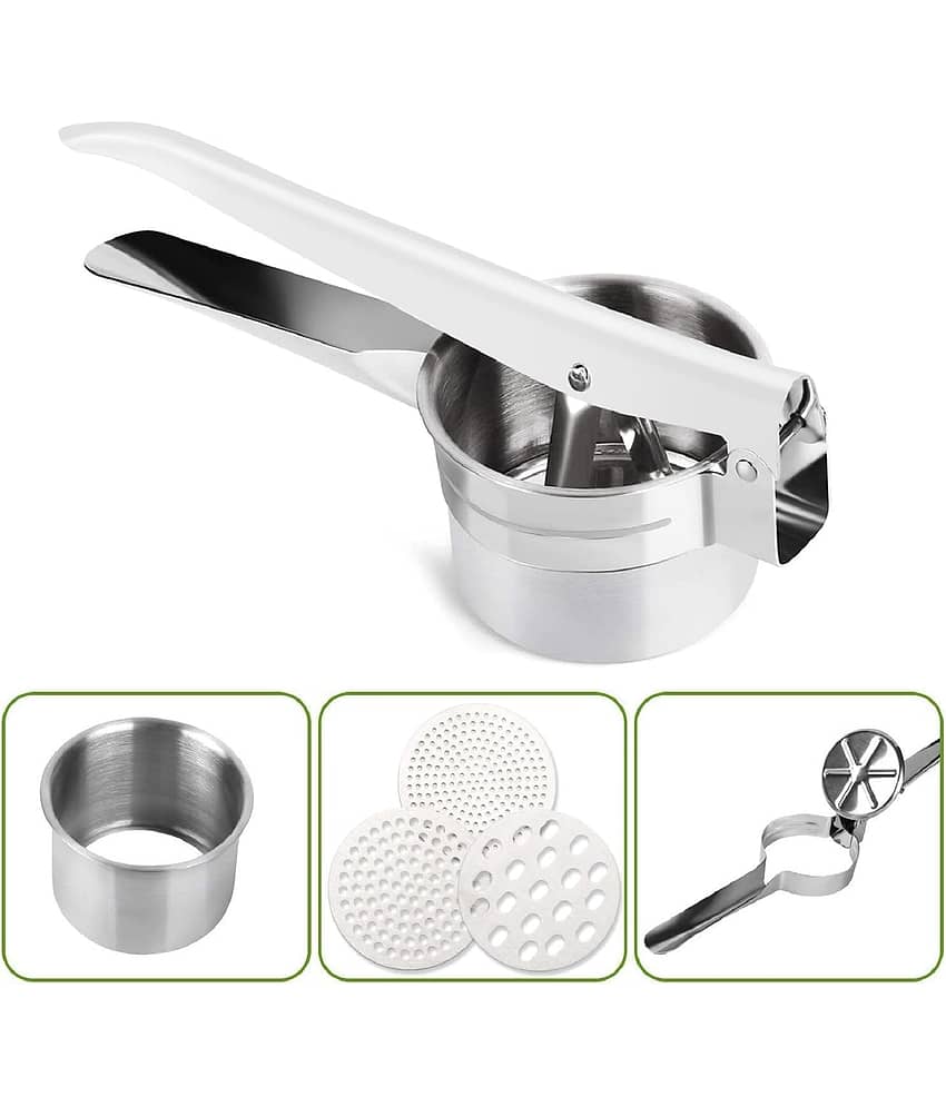VillWin Silver Stainless Steel Potato Ricer with 3 Discs ( Set of 1 )