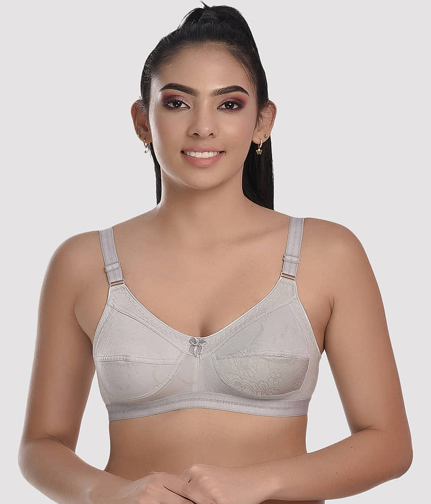 LadySoft Cotton Blend Non Padded Women's Everyday Bra ( Dark Grey ) Mehbooba-Grey