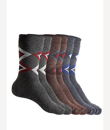 Texlon - Multicolor Woollen Men's Mid Length Socks ( Pack of 3 )
