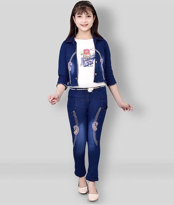 Arshia Fashions Pack of 1 Girls Denim T-shirt With Jeans ( Blue )