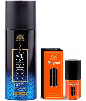 St. John Cool 150m & Magnet 10ml Deodorant Spray & Perfume for Men 160 ml ( Pack of 2 )